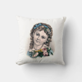 Cute Vintage Victorian Flower Girl Kudde