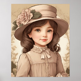 Cute Vintage Victorian Girl Porträtt Poster