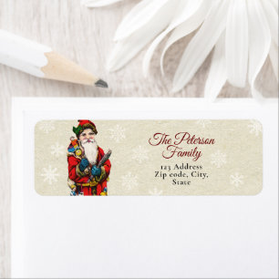 Cute Vintage Victorian Santa Julgran Gifts Returadress Etikett