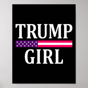 Cute Vintage Vote Trump Girl Republican US Flagga Poster