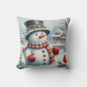 Cute, Vintage/Whimistisk jul/vintertid snögubbe Kudde