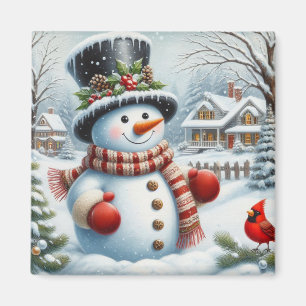 Cute, Vintage/Whimistisk jul/vintertid snögubbe Magnet