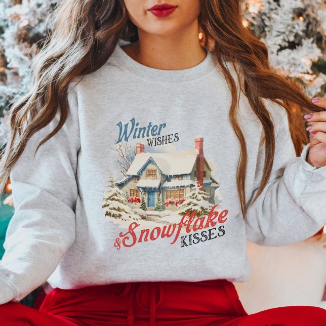 Cute Vintage Winter House-jul T Shirt (Skapare uppladdad)