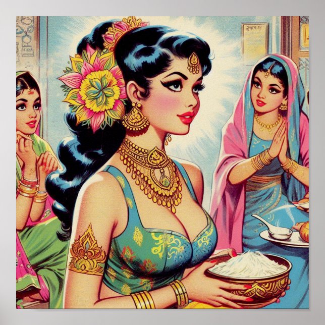 Cute Vintage Woman Illustration Poster (Framsidan)