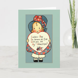 Cute Vintage WWI Valentine Hälsning för soldat Helgkort