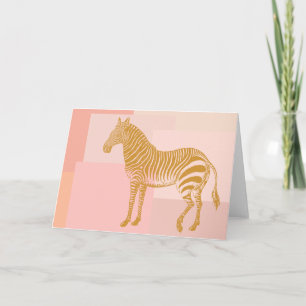 Cute Vintage Zebra Illustration i Rosa och Guld Kort