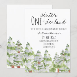 Cute vinterfödelsedag i träd inbjudan