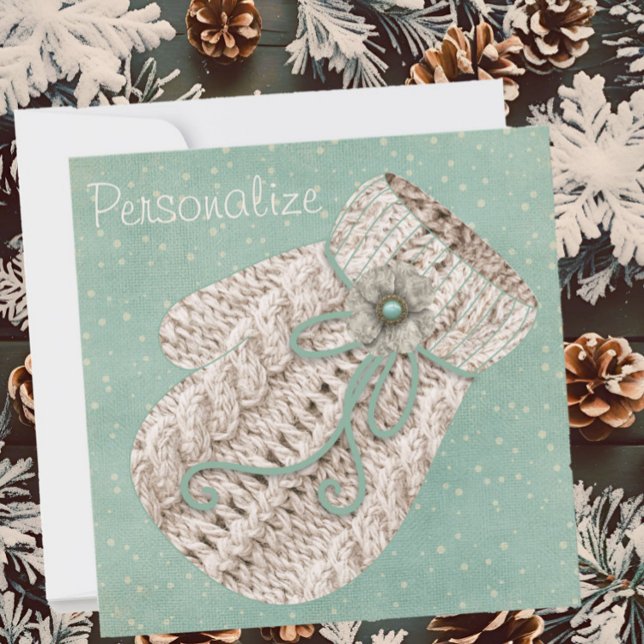 Cute vintergarnullullstav vintage teal grått-rusti (Skapare uppladdad)