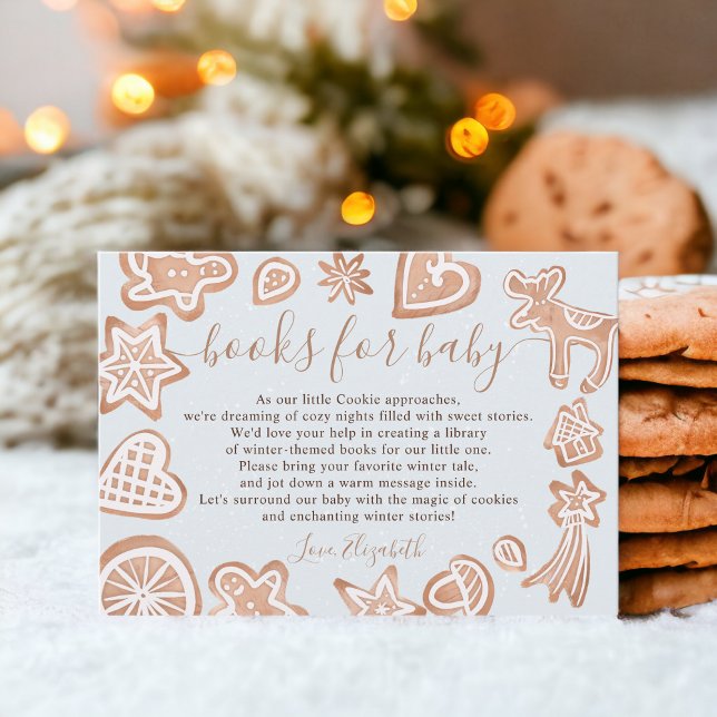 Cute vinterjulkaka bokar för babydusch tilläggskort (Cute winter Christmas cookie books for baby shower Enclosure Card)