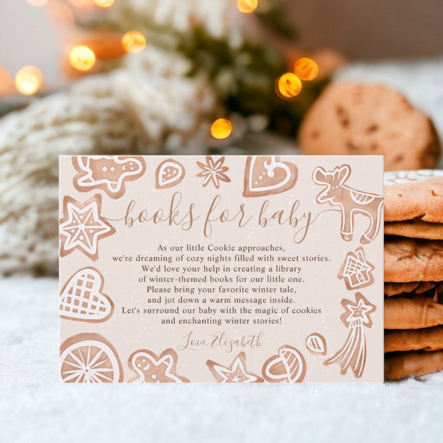Cute vinterjulkaka bokar för babydusch tilläggskort (Cute winter Christmas cookie books for baby shower Enclosure Card)