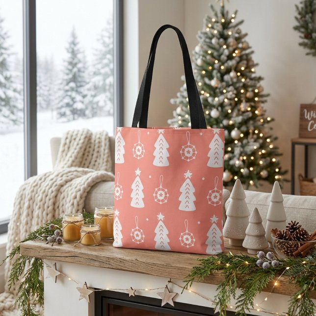 Cute vinterpastel Julgran shopping bag Tygkasse (Skapare uppladdad)