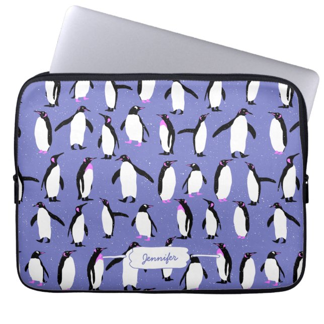 Cute vinterpenguin mönster laptop fodral (Framsidan)