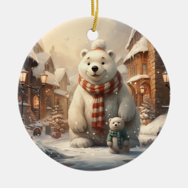 Cute vinterscener keramiska prydnadsföremål julgransprydnad keramik (Framsidan)