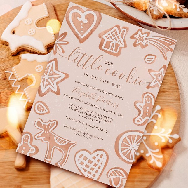 Cute-vinterskaka-babydusch Inbjudningar (Cute winter Christmas little cookie baby shower Invitation)