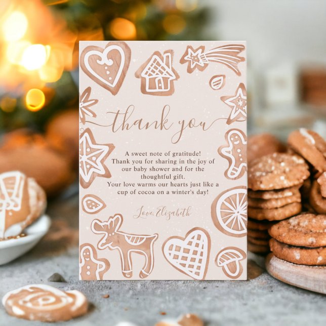 Cute-vinterskaka-babydusch Tack Kort (Cute winter Christmas little cookie baby shower Thank You Card)