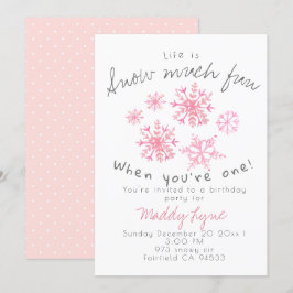 Cute vintersnöflumma 1:a rosan inbjudan