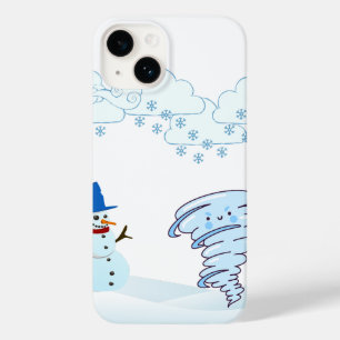Cute vintertid snögubbe och vind