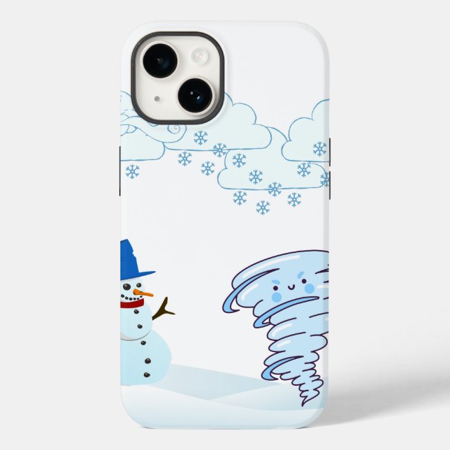 Cute vintertid snögubbe och vind (Baksida)