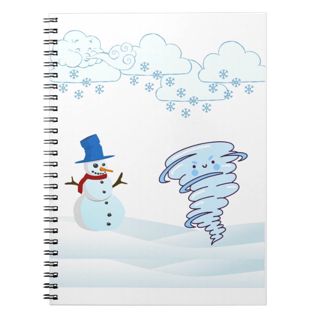 Cute vintertid snögubbe och vind anteckningsbok (Framsidan)
