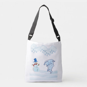 Cute vintertid snögubbe och vind axelväska