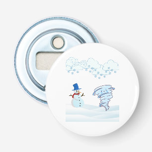 Cute vintertid snögubbe och vind flasköppnare
