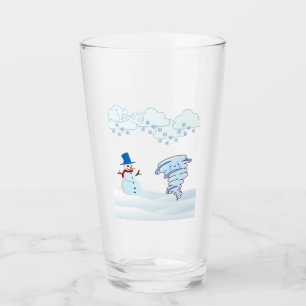 Cute vintertid snögubbe och vind glaskopp