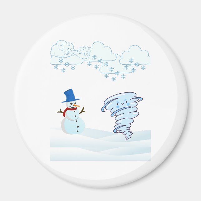 Cute vintertid snögubbe och vind magnet (Framsidan)