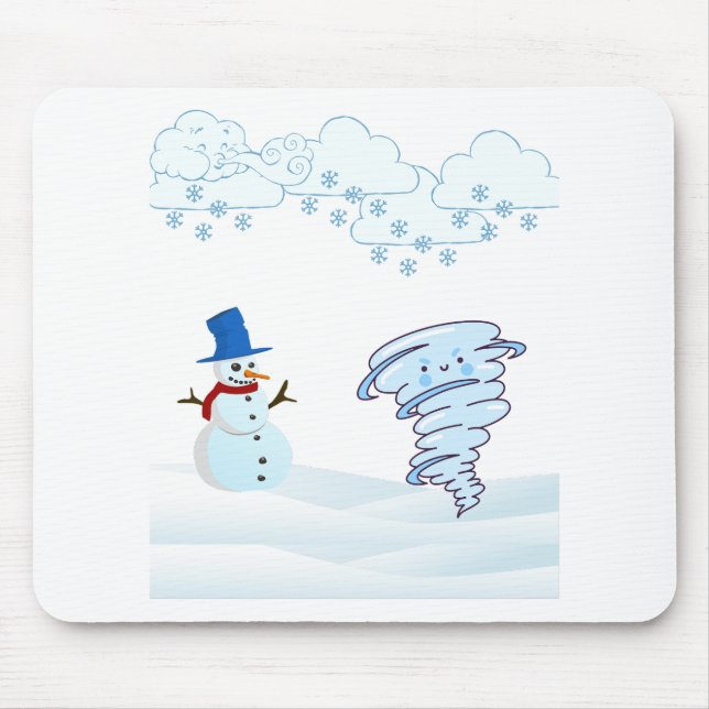 Cute vintertid snögubbe och vind musmatta (Framsidan)