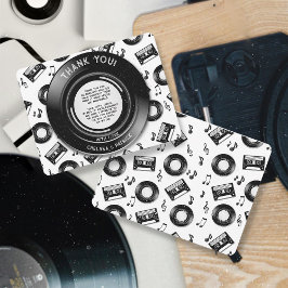 Cute Vinyl Record och Cassette Tape Retro Music Tack Kort