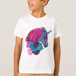 Cute Violet Magic Unicorn Fantasy Illustration Tee Shirt