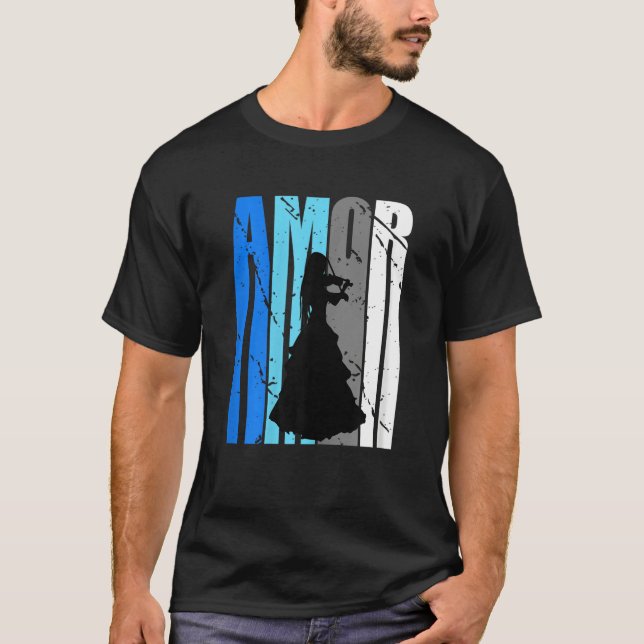 Cute Violin Brown Amor Life Motivational Loves To  T Shirt (Framsida)