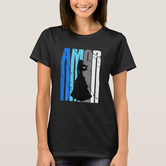 Cute Violin Brown Amor Life Motivational Loves To  T Shirt (Framsida)
