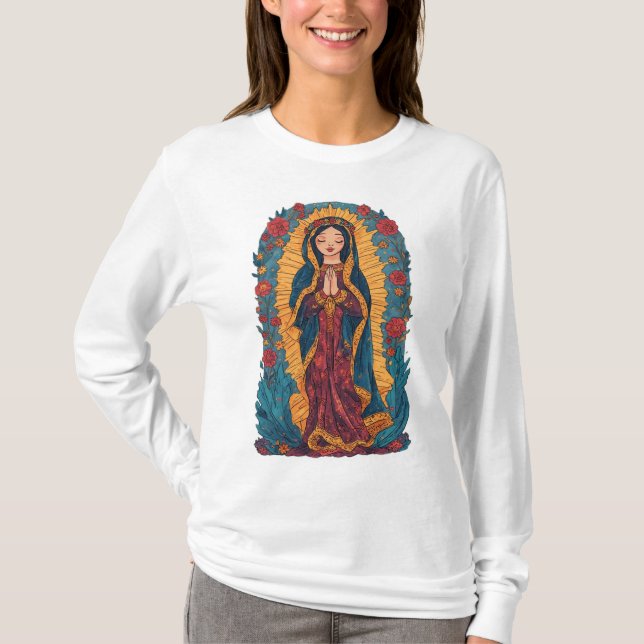 Cute Virgin of Guadalupe Women's Long Sleeve Tee (Framsida)