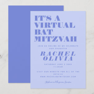 Cute Virtuell Online Lavender Bat mitzvah Inbjudningar