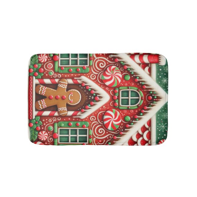 Cute, vismisk pepparkaksgubbe och hus badrumsmatta (Framsidan)