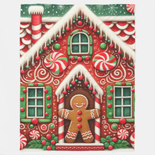 Cute, vismisk pepparkaksgubbe och hus fleecefilt