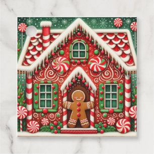 Cute, vismisk pepparkaksgubbe och hus gåvor etiketter