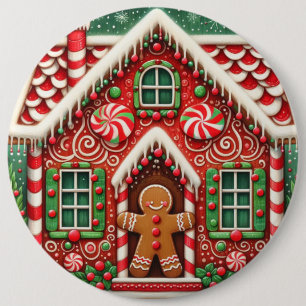 Cute, vismisk pepparkaksgubbe och hus knapp