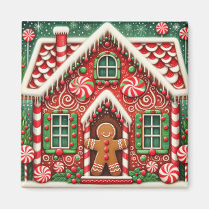 Cute, vismisk pepparkaksgubbe och hus magnet
