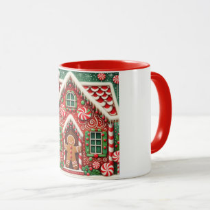 Cute, vismisk pepparkaksgubbe och hus mugg