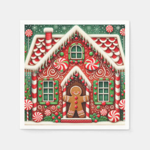 Cute, vismisk pepparkaksgubbe och hus pappersservett