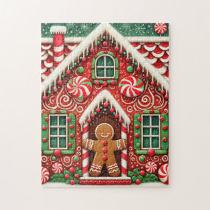 Cute, vismisk pepparkaksgubbe och hus pussel