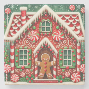 Cute, vismisk pepparkaksgubbe och hus stenunderlägg