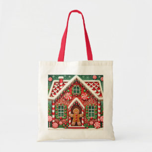 Cute, vismisk pepparkaksgubbe och hus tygkasse