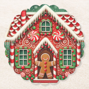 Cute, vismisk pepparkaksgubbe och hus underlägg papper