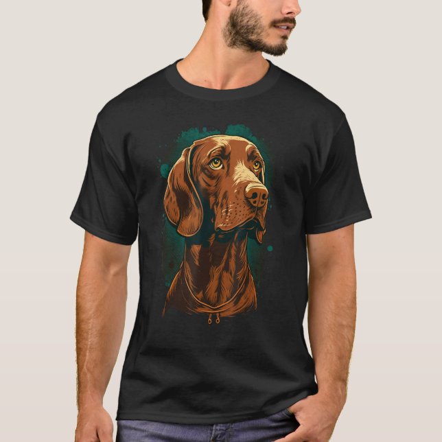 Cute Vizsla Dog on Vizsla Lover T Shirt (Framsida)