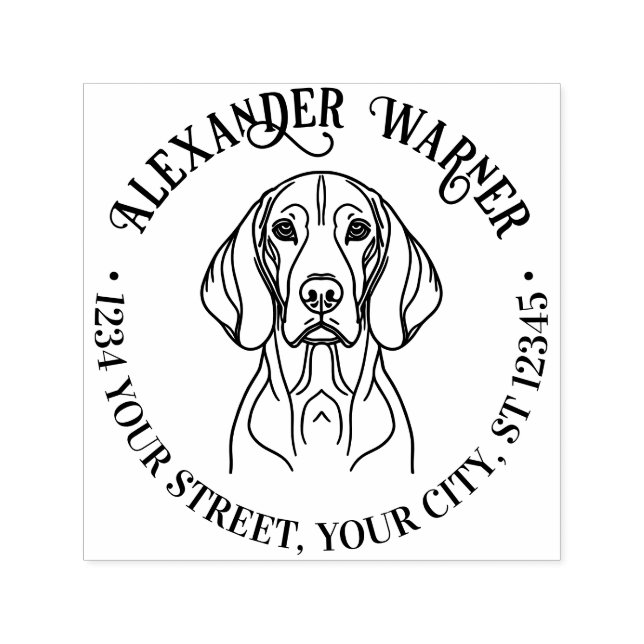 Cute Vizsla Hund Head Namn Returadress Självfärgande Stämpel (Design)