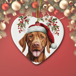 Cute Vizsla Hund Holly Berry jul Julgransprydnad Keramik