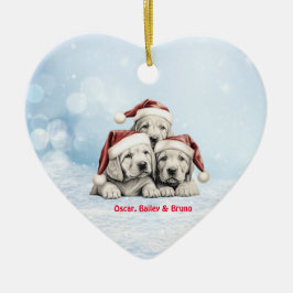 Cute Vizsla Puppies Hundar Santa Hat Tass Pencil A Julgransprydnad Keramik