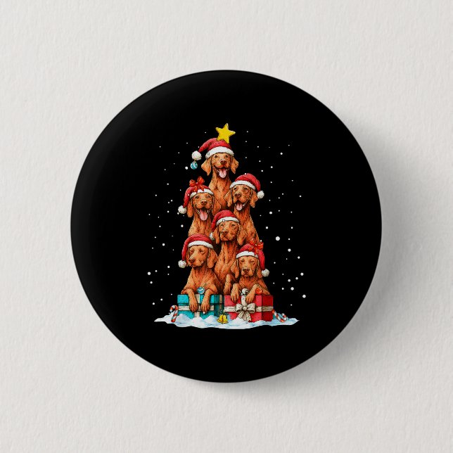 Cute Vizsla Viszla Dog Christmas Tree Xmas Hat  Knapp (Framsida)